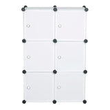 BukkitBow schoenenrek met 6 modulaire opbergkubussen, deuren en aanpasbaar design, afmetingen 96x96x30cm, voor nette schoenenopslag.