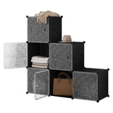 BukkitBow modulaire schoenenkast met 6 kubussen, stevig en ruimtebesparend, flexibel ontwerp, afmetingen 35x35x35cm, geschikt als schoenenrek.