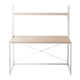 BukkitBow multifunctioneel bureau met houten en stalen opslagplank, ruime werkruimte, afmetingen 120x60x140cm, geschikt voor kantoor of thuis.