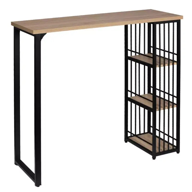 Multifunctionele BukkitBow bartafel met 3 opbergvakken, licht eiken, donker beuken, zwart of wit hout, 120x40cm, modern design