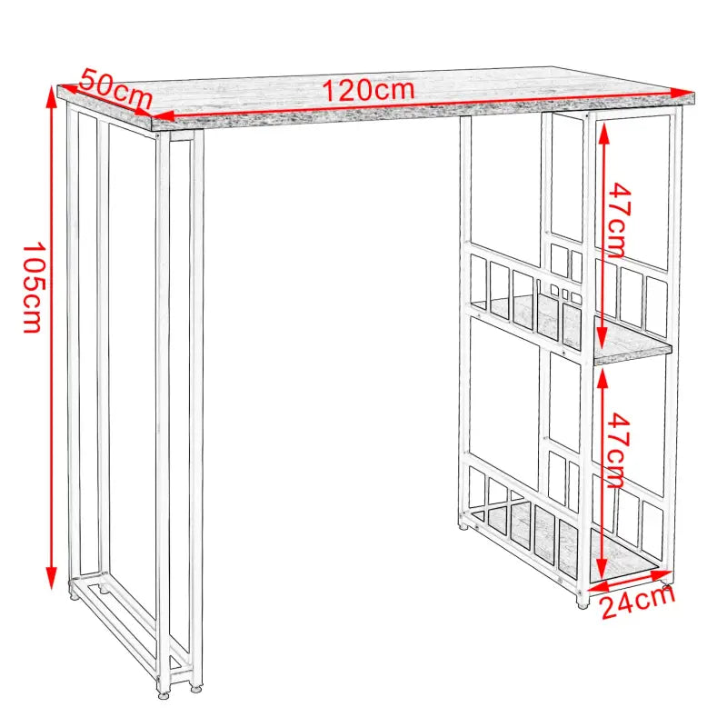 BukkitBow multifunctionele bartafel in wit, zwart of beukenhout met wijnrekplanken, 120x50cm en 100kg draagvermogen.