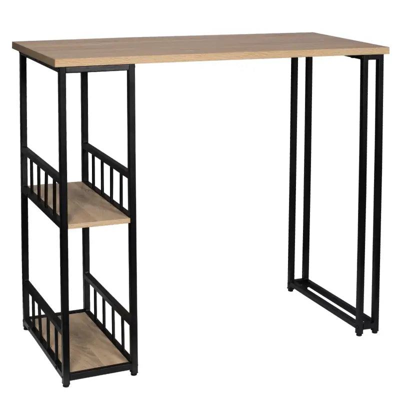 BukkitBow multifunctionele bartafel in wit en zwart met beukenhouten details en wijnrekplanken, 120x50cm, draagvermogen 100kg