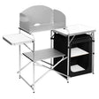 BukkitBow multifunctionele campingtafel van roestvrij staal met MDF en Oxford-doek, inclusief opbergtas, 147x40x111cm, 60kg draagvermogen