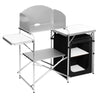 BukkitBow multifunctionele campingtafel van roestvrij staal met MDF en Oxford-doek, inclusief opbergtas, 147x40x111cm, 60kg draagvermogen