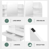 BukkitBow multifunctionele houtkaptafel set in modern ontwerp, 108x40x142cm, ruimtebesparend en stijlvol voor in de slaapkamer of garderobe.