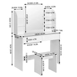 BukkitBow multifunctionele houten kaptafel set met modern ontwerp, ruimtebesparend, afmetingen 108x40x142cm, geschikt voor make-up en accessoires.