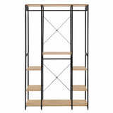BukkitBow multifunctioneel open garderobe met 4 kledingrails, stalen frame en eikenhouten planken, 120x40x201cm