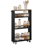 BukkitBow keukentrolley met 3 open planken, verrijdbaar met rembare wielen, ruimtebesparend ontwerp, 47x80x13cm, multifunctioneel.