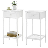 Wit BukkitBow nachtkastje met lade, blank oppervlak en barokstijl, massief houten poten, elegant en functioneel meubelstuk