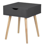 BukkitBow nachtkastje met lade, wit of grijs, MDF en massief hout, 40x40x50cm, max belasting 5kg, stijlvolle slaapkamer accessoire