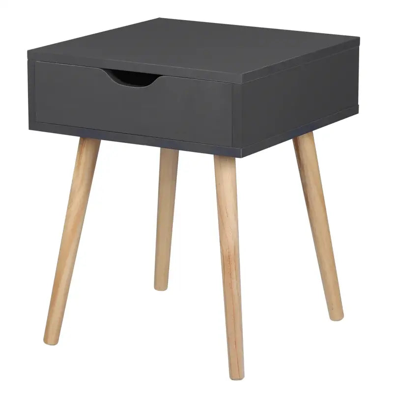 BukkitBow nachtkastje met lade, wit of grijs, MDF en massief hout, 40x40x50cm, maximale belasting 5kg, modern design.