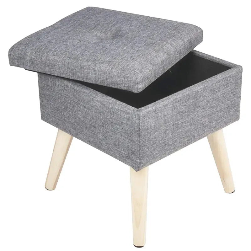 BukkitBow opbergkruk en poef met comfortabele zitting en opbergruimte, afmetingen 32x32x36,5 cm, in neutrale kleur.