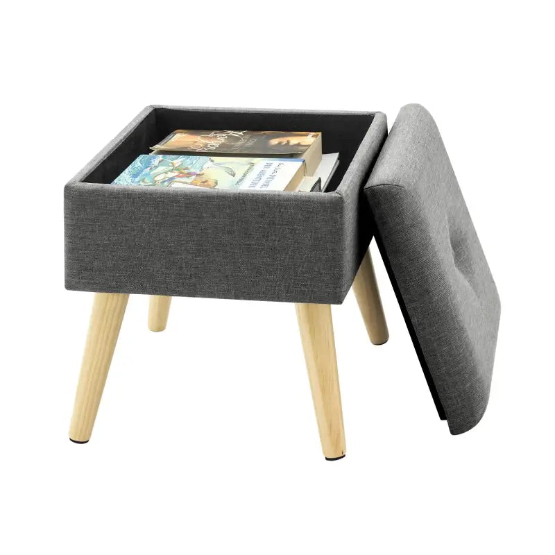 BukkitBow opbergkruk en poef met opbergruimte, comfortabele zitplaats, afmetingen 32x32x36,5 cm in neutrale kleur
