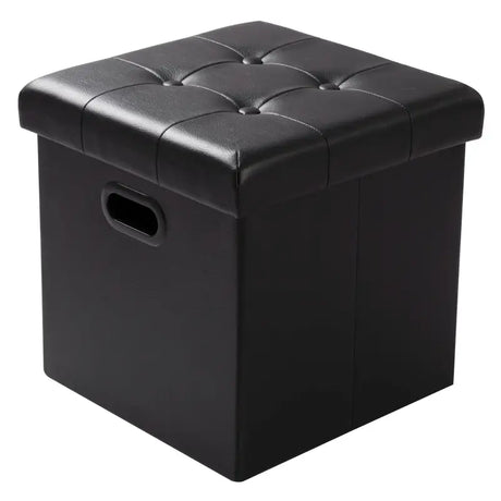 Lederen en fluwelen opbergpoef van BukkitBow, comfortabel zitmeubel met 38L capaciteit en afmetingen 37,5x37,5x38 cm.