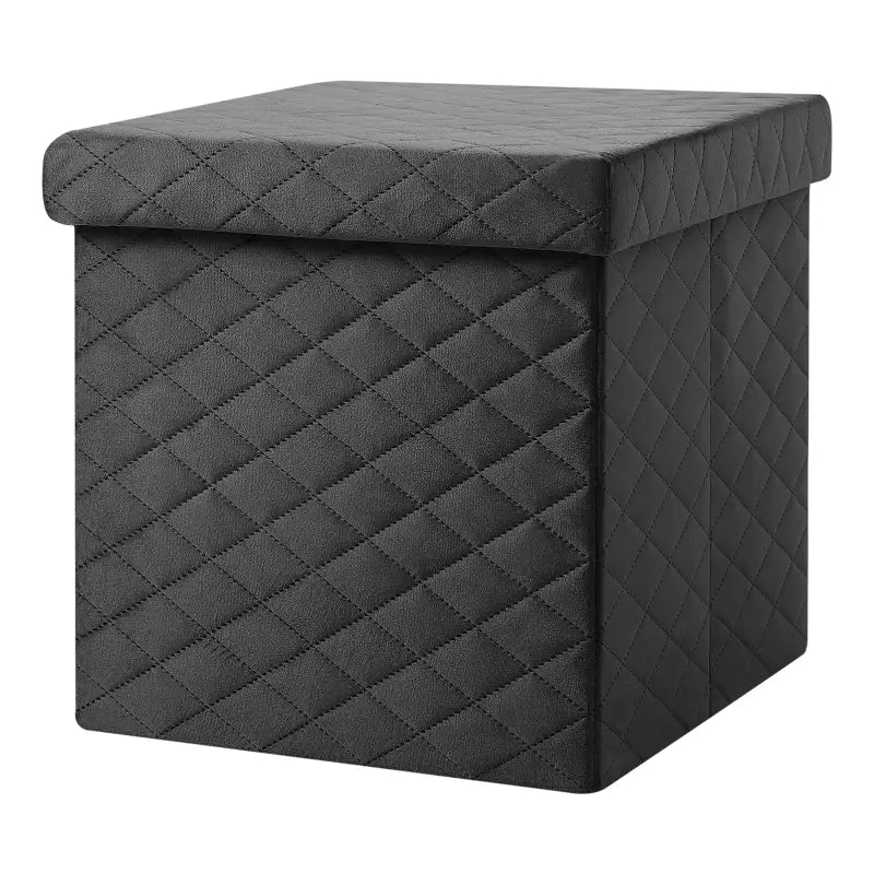 BukkitBow opbergpoef met deksel, 40L capaciteit, modern design, opvouwbaar, zachte zitting, afmetingen 38x38x38cm.
