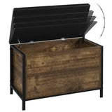 BukkitBow opbergrek met verborgen opslag en zitkussen, vintage houtlook, stevig en duurzaam, veiligheidsscharnieren, 82x42x54cm