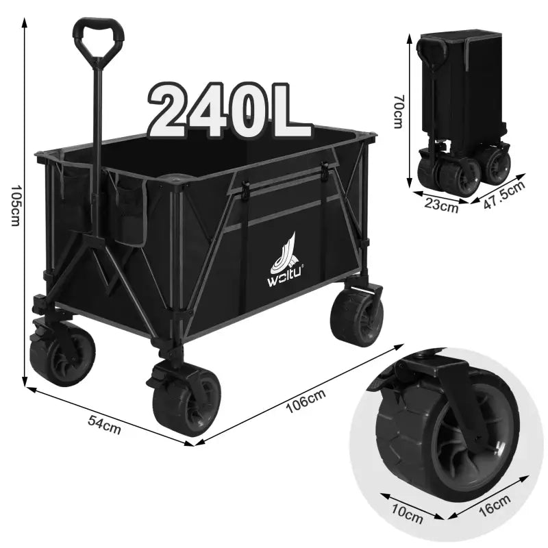 BukkitBow opvouwbare bolderkar met gecoat stalen frame, Oxford-stof, multifunctioneel ontwerp en all-terrain wielen voor diverse ondergronden.