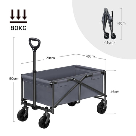 BukkitBow opvouwbare bolderkar van polyester met 80kg draagkracht, geschikt voor camping en strand, handwagen voor vervoer