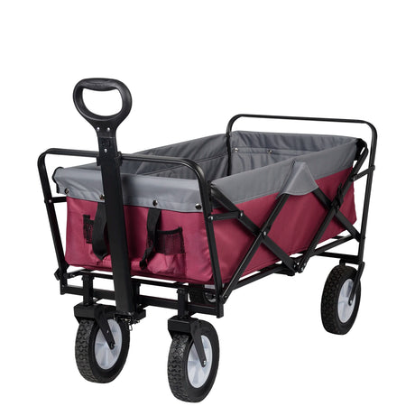 BukkitBow opvouwbare bolderkar met 4 wielen, telescopische handgreep en 80 kg draagkracht, geschikt voor camping en tuin.