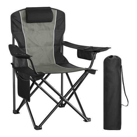 BukkitBow opvouwbare campingstoel met hoge rugleuning, koelvak en stevig frame, ideaal voor outdoor kampeeractiviteiten