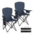 Twee opvouwbare BukkitBow campingstoelen met hoge rugleuning, lichtgewicht en comfortabel, geschikt voor kamperen en outdoor gebruik.