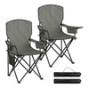 Set van 2 BukkitBow opvouwbare campingstoelen met hoge rugleuning, lichtgewicht en comfortabel voor buitengebruik.
