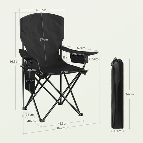Set van 2 BukkitBow opvouwbare campingstoelen met hoge rugleuning, lichte en comfortabele kampeerstoel voor buitengebruik