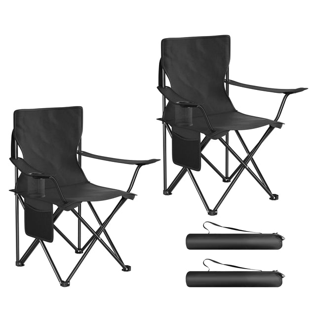 BukkitBow opvouwbare campingstoelen set van 2 met bekerhouder en draagtas, lichtgewicht en gemakkelijk te vervoeren.