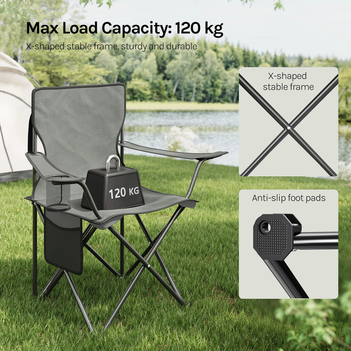 BukkitBow opvouwbare campingstoel set van 2 met bekerhouder en draagtas, lichtgewicht en compact voor outdoor gebruik