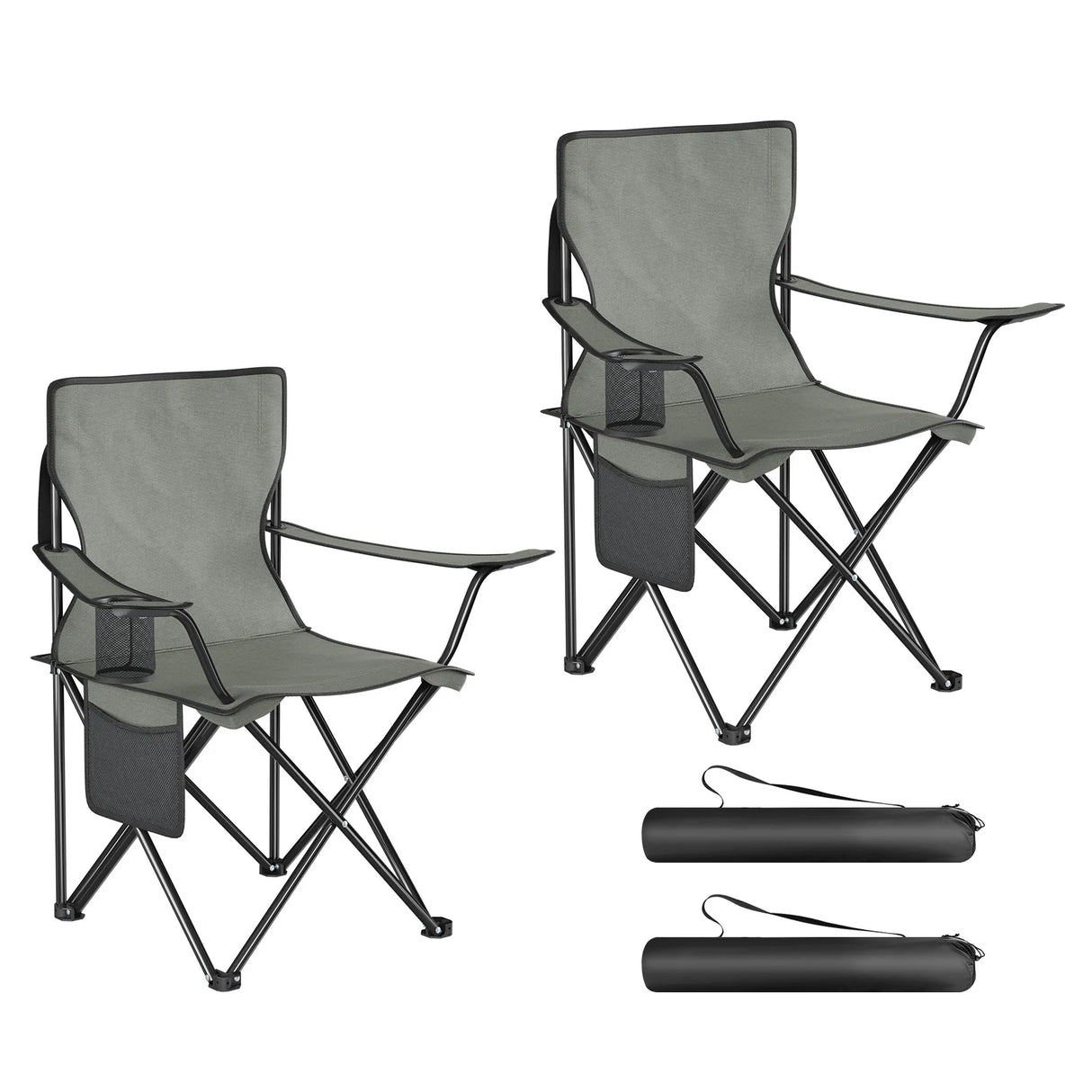 BukkitBow opvouwbare campingstoelen set van 2 met bekerhouder en draagtas, lichte en compacte campingstoel voor outdoor gebruik