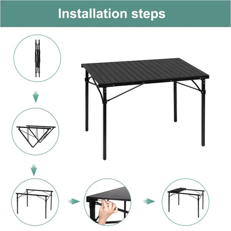 BukkitBow opvouwbare campingtafel van aluminium en polypropyleen, lichtgewicht met 60 kg draagvermogen, geschikt voor kamperen
