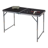 BukkitBow opvouwbare campingtafel met aluminium frame, MDF blad, verstelbare hoogte en draagbaar handvat, 120x70x60cm
