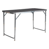 BukkitBow opvouwbare campingtafel met aluminium frame, MDF blad, verstelbare hoogte en draagbaar handvat, 120x60cm.