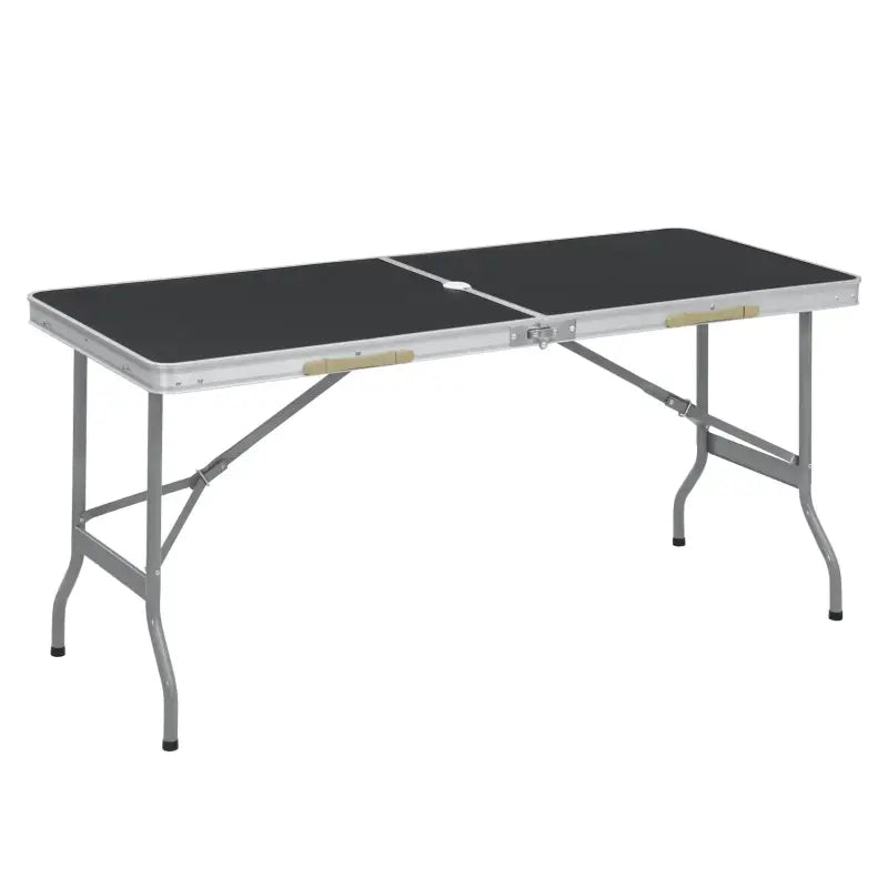 BukkitBow opvouwbare campingtafel met MDF blad, ijzeren buizen en aluminium, draagbaar ontwerp, 50x69,5x60 cm, maximaal 45 kg.