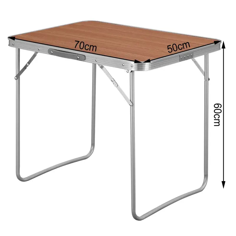 BukkitBow opvouwbare campingtafel met ijzeren buizen, aluminiumlegering en MDF blad, lichtgewicht en draagbaar, 70x60x50cm