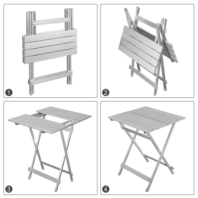 BukkitBow opvouwbare campingtafel van stevig aluminium, lichtgewicht, corrosiebestendig, afmetingen 50,5x46,5x60 cm, max 25 kg.