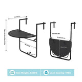 BukkitBow opvouwbare hangende campingtafel met bekerhouders, hoogte verstelbaar en weerbestendig, 60x74-84,5x62 cm