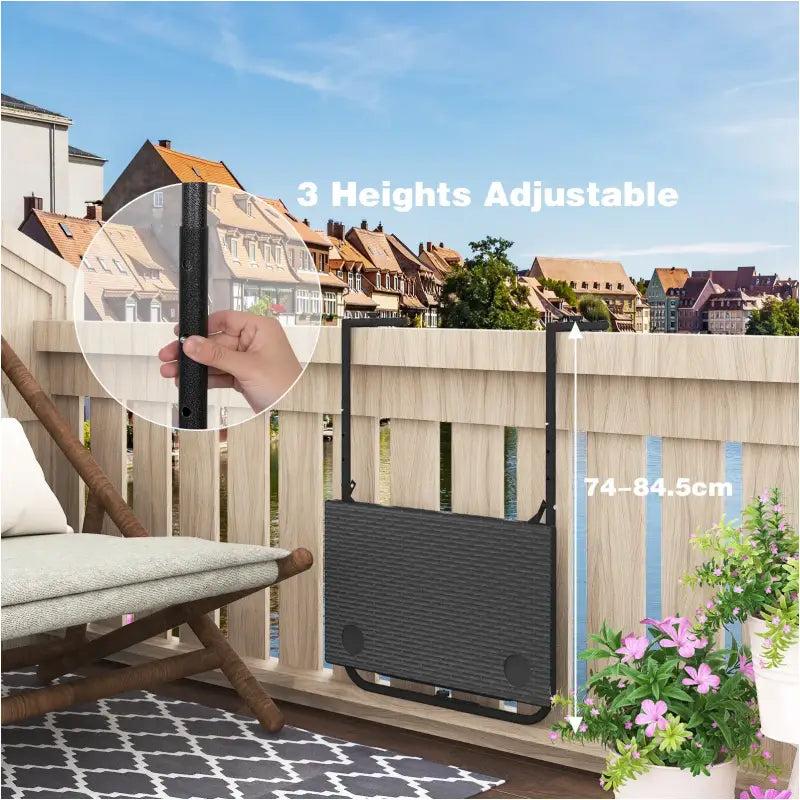 BukkitBow opvouwbare hangende campingtafel van PE en metaal, verstelbaar en ruimtebesparend, 60x74-84,5x57cm, lage gewichtscapaciteit