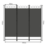Opvouwbare BukkitBow kamerscherm in donkergrijs, 167x172cm of 223x172cm, ideaal als kamerverdeler of kamerscherm.