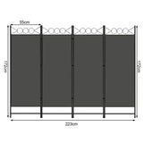 Donkergrijze opvouwbare BukkitBow kamerscherm, verstelbaar 167x172cm of 223x172cm, voor ruimteverdelen in huis.