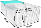 BukkitBow opvouwbare metalen dierenkooi met 3 deuren, in afmetingen 180x120x60cm of 216x116x65cm, geschikt voor dieren.