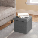 BukkitBow opvouwbare opbergkruk met gewatteerde zitting, linnen bekleding en MDF-schijf, 20L of 37L capaciteit, poef.