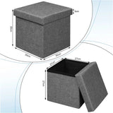 BukkitBow opvouwbare opbergkruk met gewatteerde linzen zitting, MDF en schuim, 20L of 37L capaciteit, poef voor extra opbergruimte