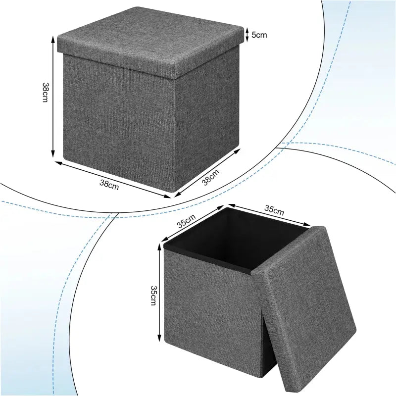 BukkitBow opvouwbare opbergkruk met gewatteerde linzen zitting, MDF en schuim, 20L of 37L capaciteit, poef voor extra opbergruimte