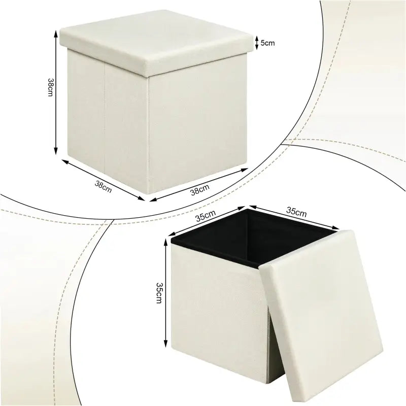 BukkitBow opvouwbare poef met gewatteerde linzitting, MDF en schuim, beschikbaar in 20L of 37L capaciteit, voor extra opbergruimte