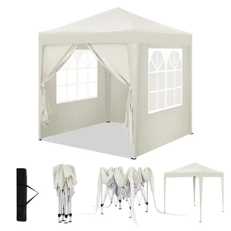 BukkitBow opvouwbare partytent van oxford stof, 2x2m, verstelbare hoogte met zijwanden, ideaal voor feestelijke buitenactiviteiten.