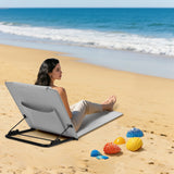 BukkitBow opvouwbare strandmat met verstelbare rugleuning en draagtas, ideaal voor comfortabel ontspannen op het strand