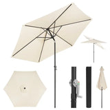 BukkitBow strandparasol, UV-bestendig, zeshoekig met handslinger, 45° buigbaar voor schaduw op het strand