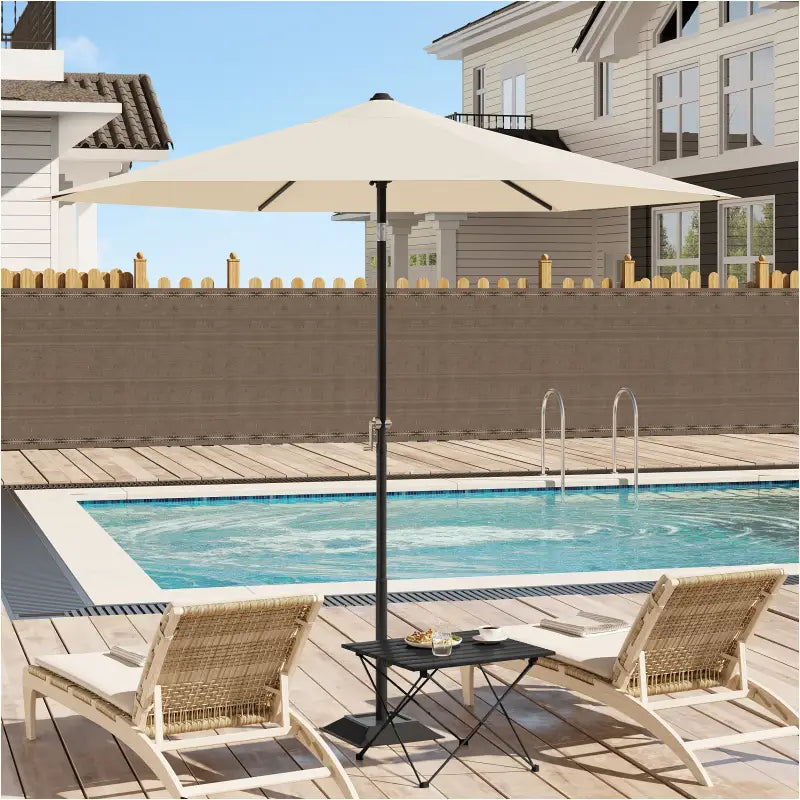 BukkitBow parasol, UV-bestendig strandparasol, zeshoekig, 45° buigbaar met handslinger voor schaduw en bescherming.