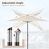BukkitBow strandparasol, UV-bestendig, zeshoekig, 45° buigbaar met handslinger voor schaduw op het strand